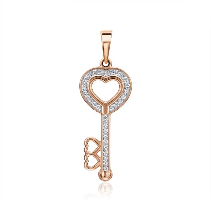 Золота підвіска Ключик з фіанітами. Артикул 32592/01/0/1