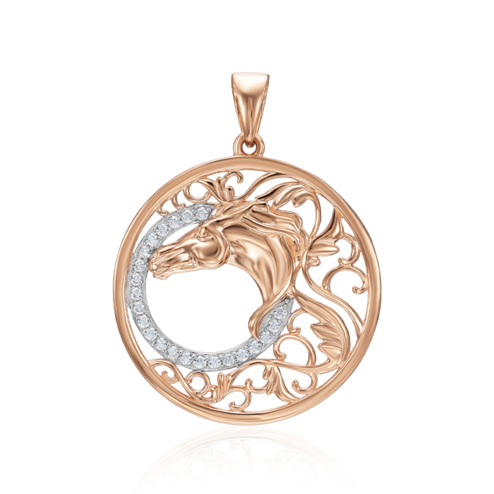 Золота підвіска з фіанітами. Артикул 32602/01/1/13