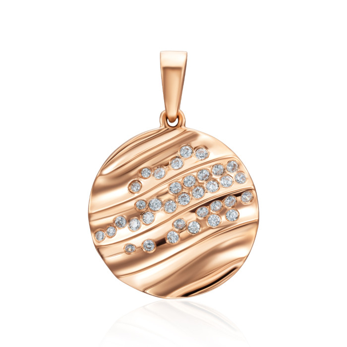 Золота підвіска з фіанітами. Артикул 32606/01/0/36