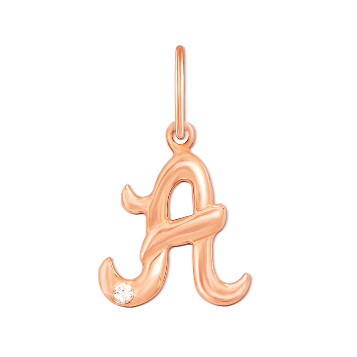 Золота підвіска "Літера А" з фіанітом. Артикул 3267/а