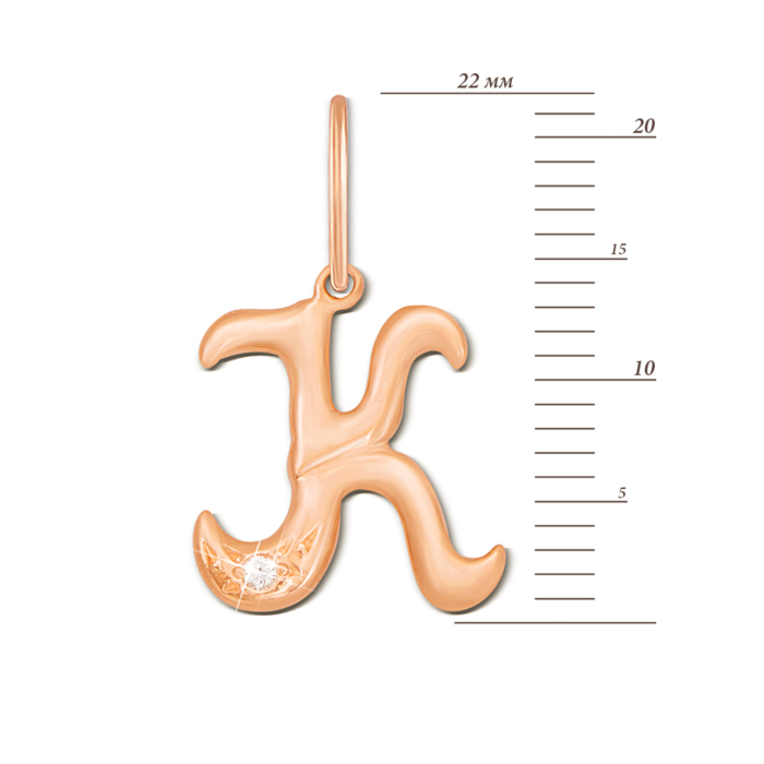 Золота підвіска «Літера К». Артикул 3267/к