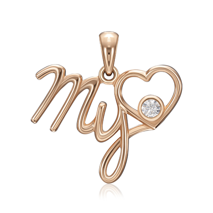 Золота підвіска з фіанітом. Артикул 32728/01/0/52