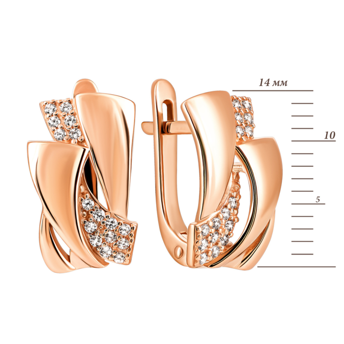 Золотые серьги с фианитами. Артикул UG5332001