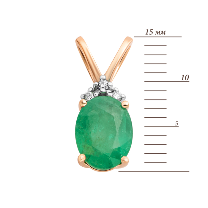 Золота підвіска з смарагдом і діамантом. Артикул UG533488EMD
