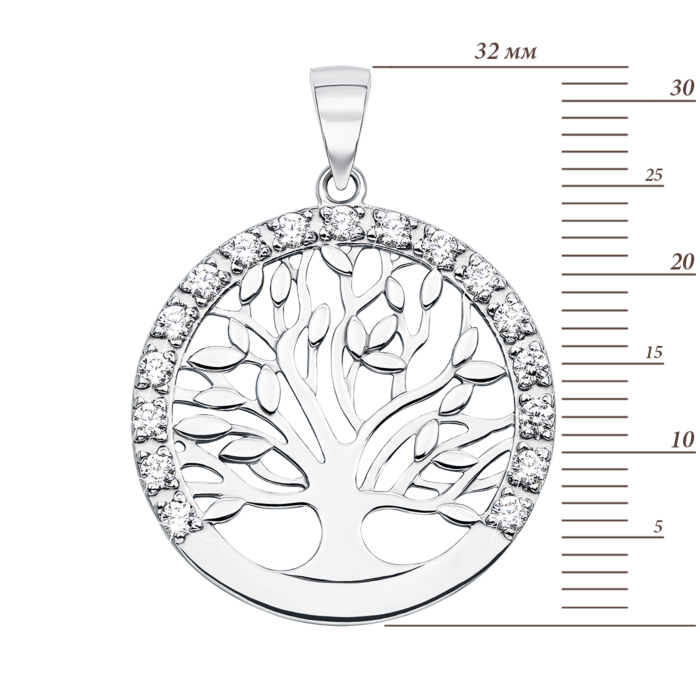 Срібна підвіска з фіанітами. Артикул 35009/12/1/17 (с35009)