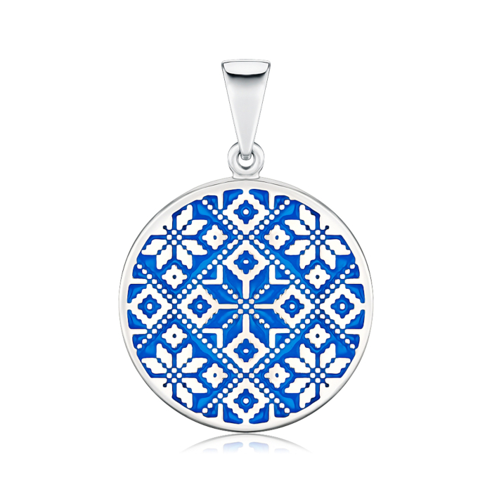 Серебряная подвеска с голубой эмалью 35052/12/1/570