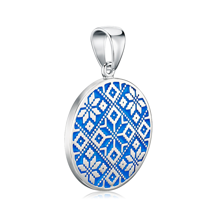 Серебряная подвеска с голубой эмалью 35052/12/1/570