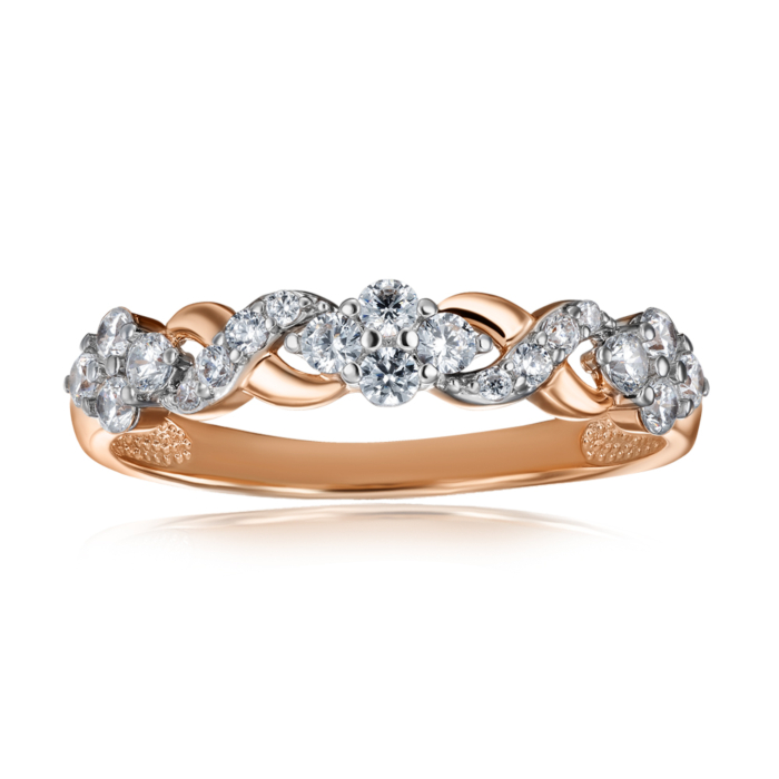 Золотое кольцо с фианитами. Артикул 18174/01/0/350