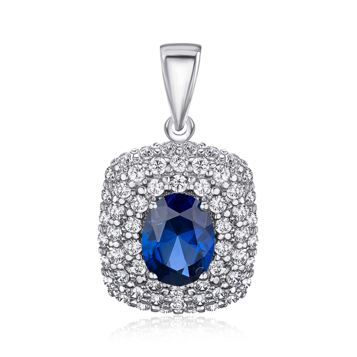 Серебряная подвеска с сапфиром и фианитами 35108/12/1/1531