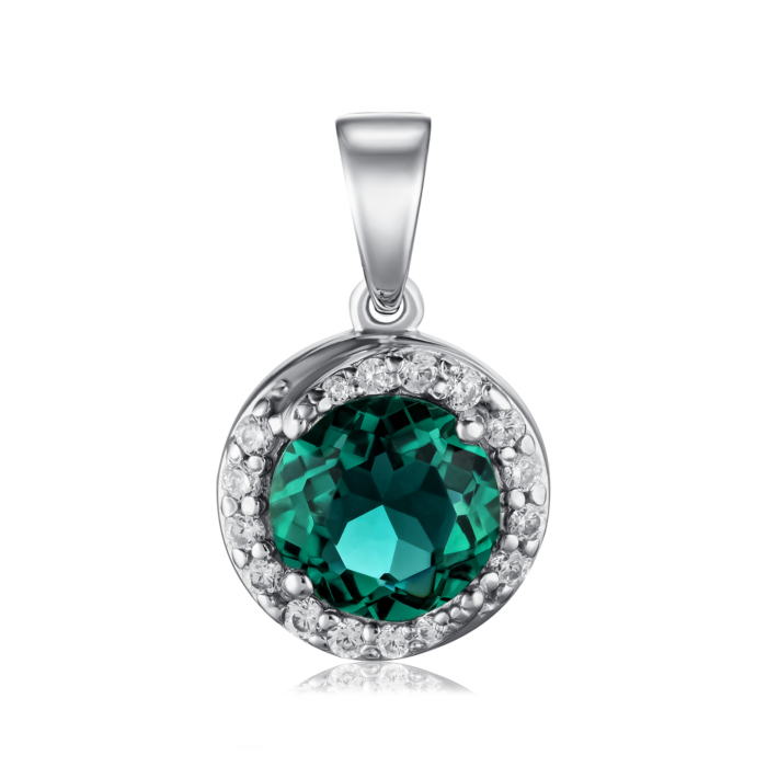 Срібна підвіска з кварцем та фіанітами. Артикул 35117/12/1/1689