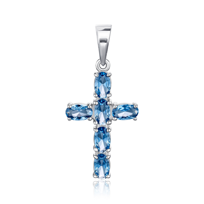 Срібний хрестик зі шпінеллю. Артикул 35119/12/1/1435
