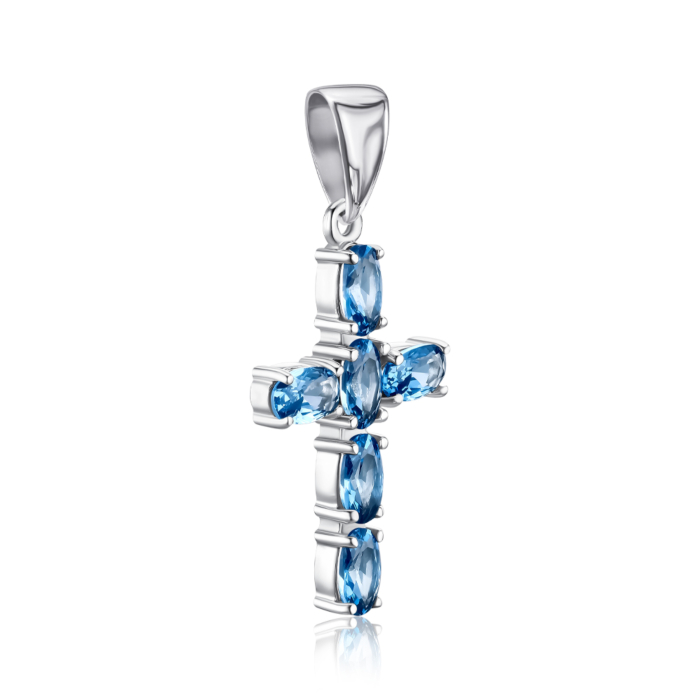 Срібний хрестик зі шпінеллю. Артикул 35119/12/1/1435