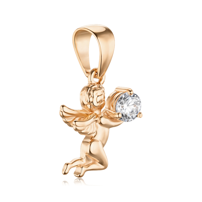 Срібна позолочена підвіска Янгол з фіанітом Tesori 35124-Пз/17/0/4027