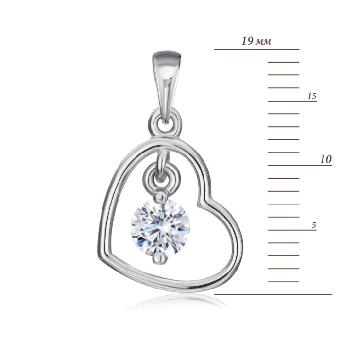 Срібна підвіска з фіанітом Tesori Zirconia. Артикул 35125/12/1/4028