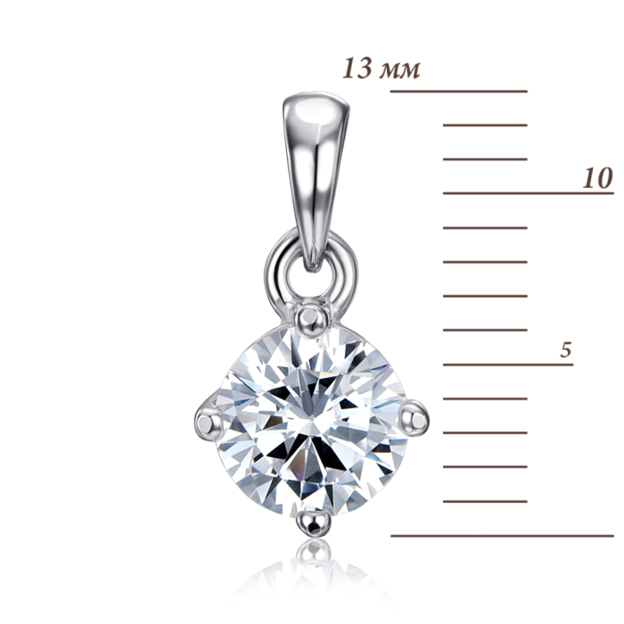 Срібна підвіска з фіанітом Tesori Zirconia. Артикул 35126-5/12/1/4024