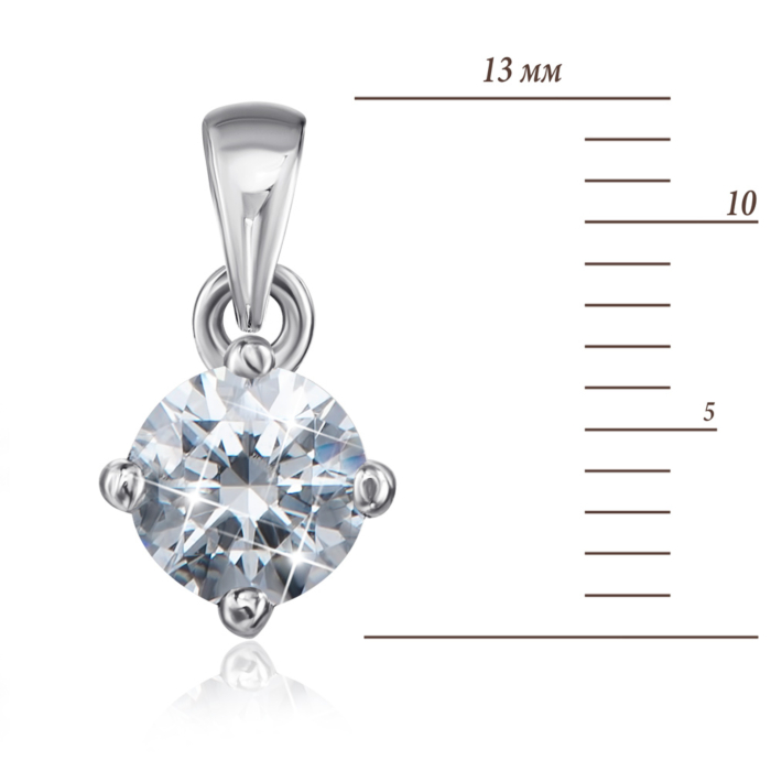 Срібна підвіска з фіанітом S. Артикул 35126-6/12/1/86