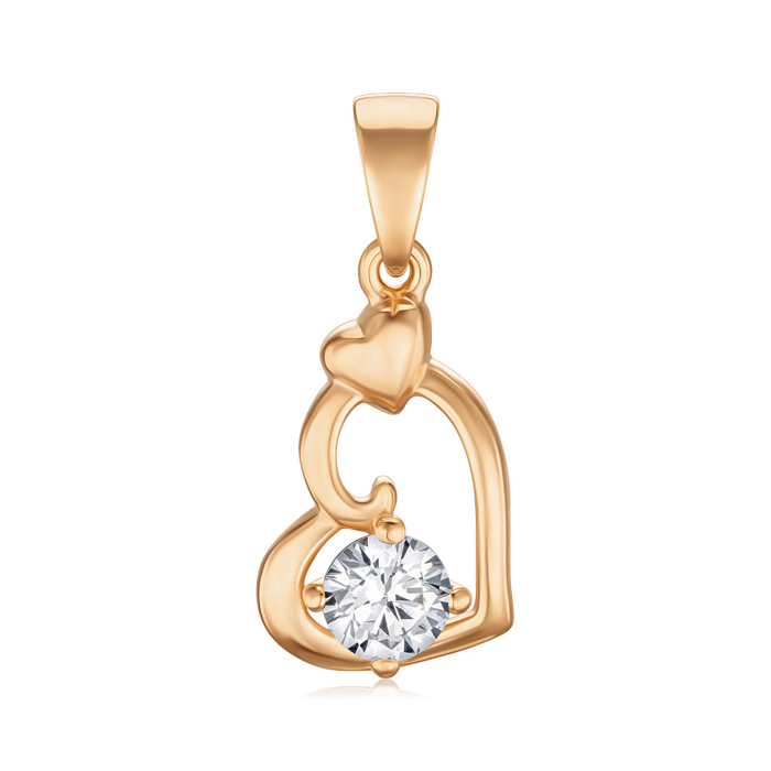 Срібна позолочена підвіска з фіанітом 35128-Пз/17/0/22