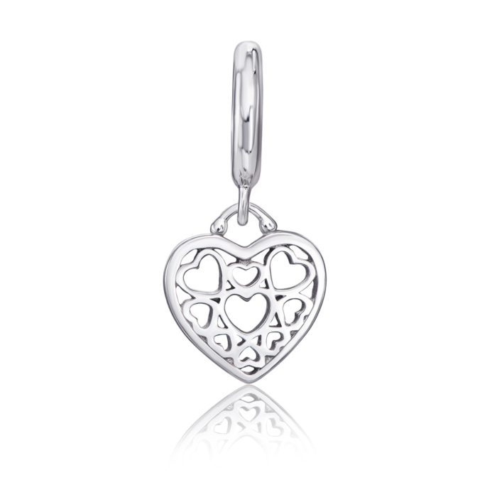 Срібная намистина шарм «Серце» без вставки. Артикул 35130/12/1