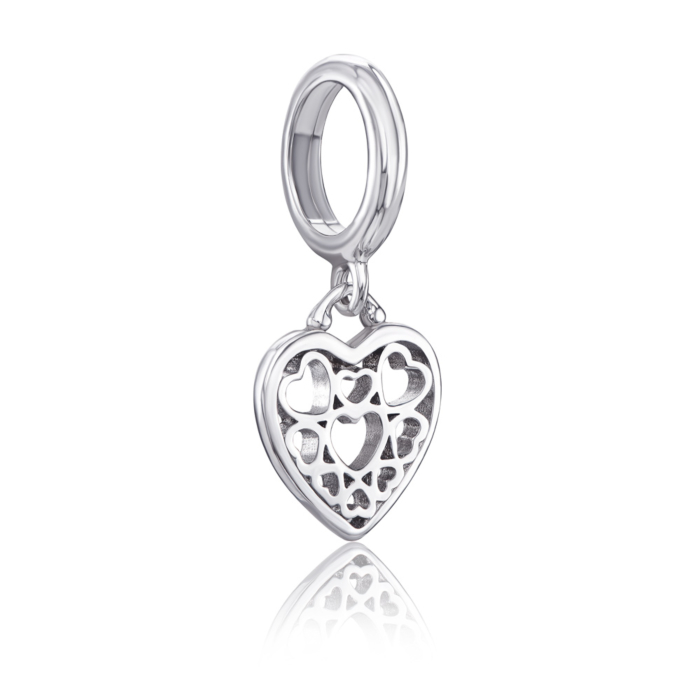 Срібная намистина шарм «Серце» без вставки. Артикул 35130/12/1