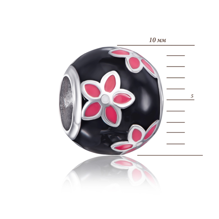 Срібная намистина шарм «Квіточка» з емаллю. Артикул 35134/12/1/1310