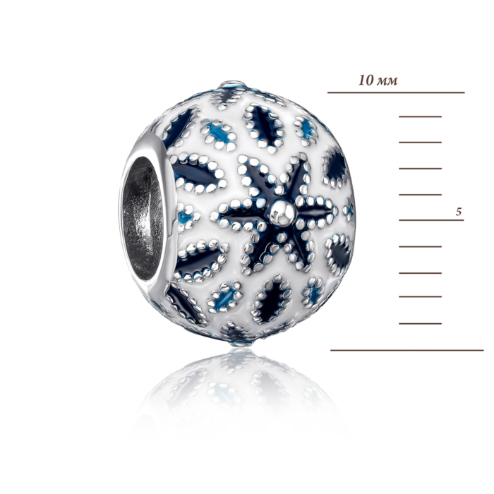 Срібна намистина шарм «Квітка» з емаллю. Артикул 35136/12/1/1573