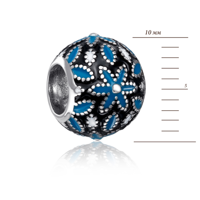 Срібна намистина шарм «Квітка» з емаллю. Артикул 35136/12/1/1632