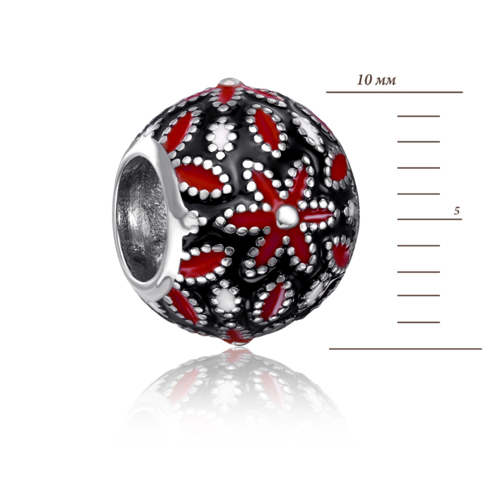 Срібна намистина шарм «Квітка» з емаллю. Артикул 35136/12/1/393