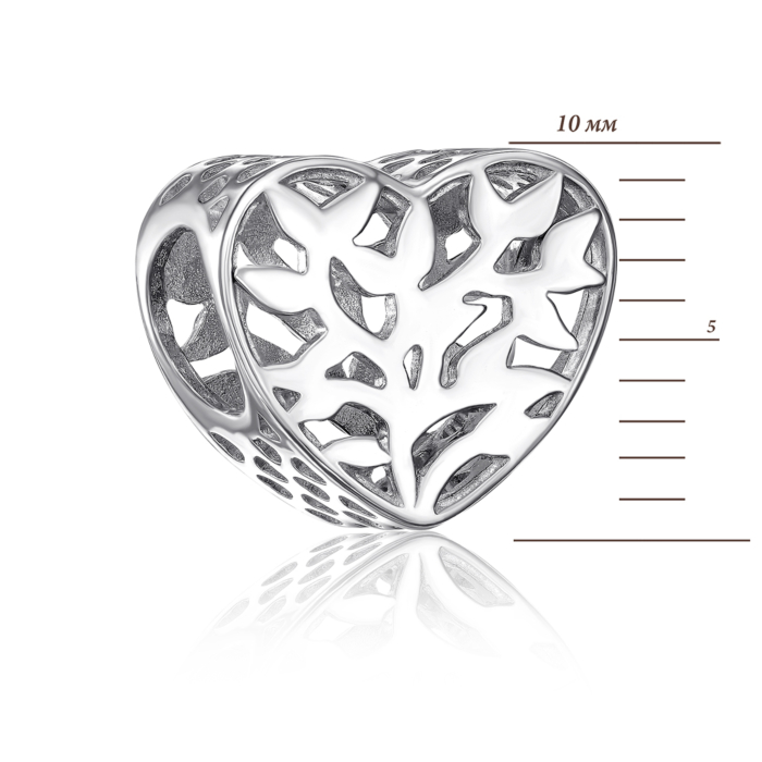 Срібна намистина шарм «Серце» без вставки. Артикул 35147/12/1