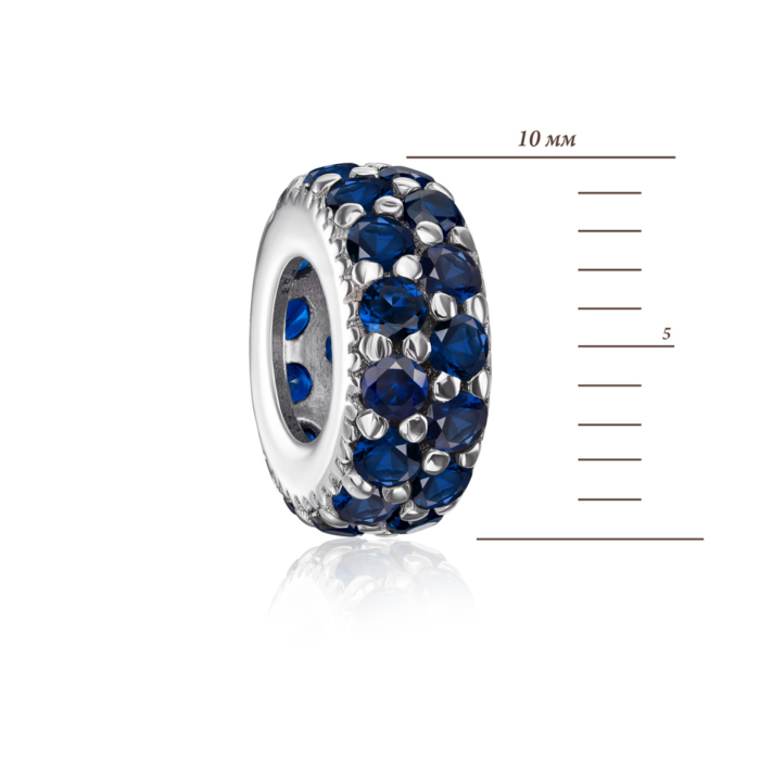 Срібная намистина шарм з фіанітами. Артикул 35148/12/1/1521