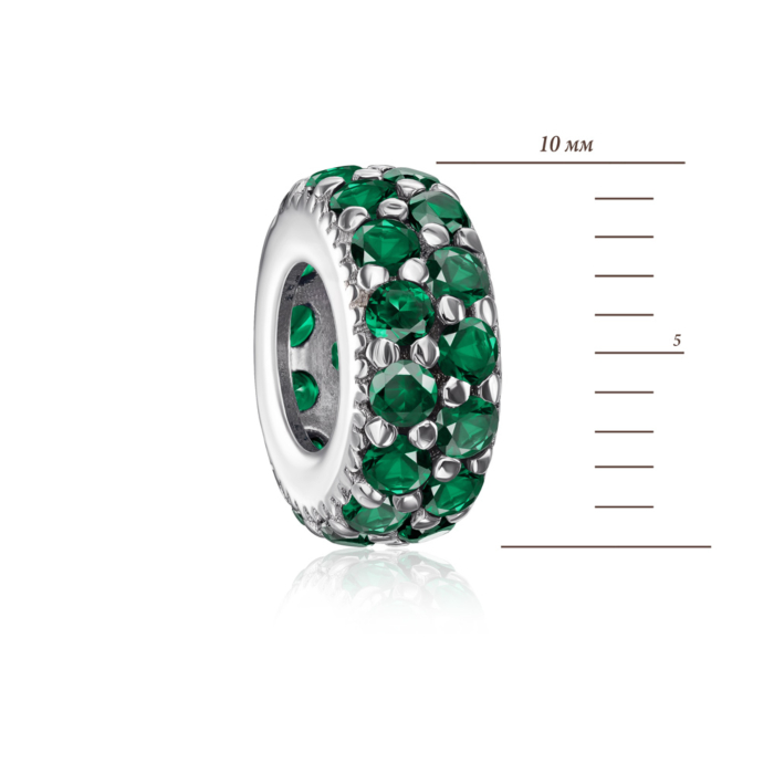 Срібная намистина шарм з фіанітами. Артикул 35148/12/1/1523