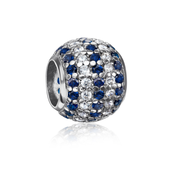 Срібная намистина шарм з фіанітами. Артикул 35150-1/12/1/1803