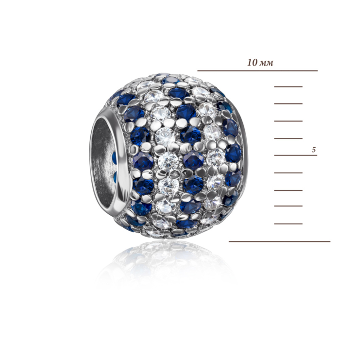 Срібная намистина шарм з фіанітами. Артикул 35150-1/12/1/1803