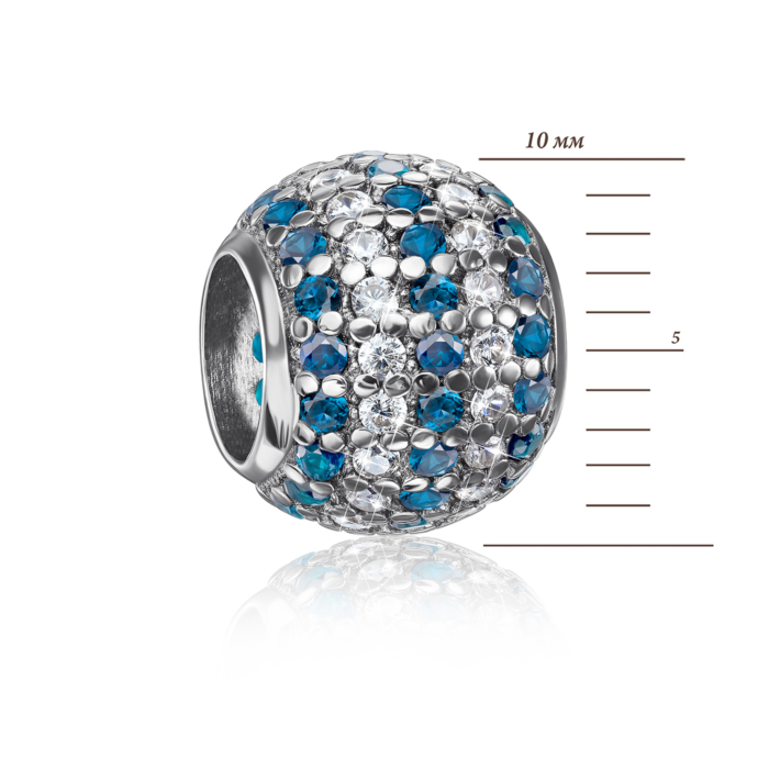Серебряная бусина шарм с фианитами. Артикул 35150-1/12/1/1445