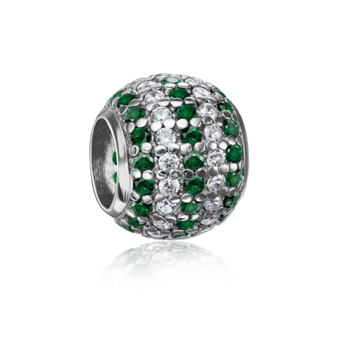 Срібная намистина шарм з фіанітами. Артикул 35150-1/12/1/1447