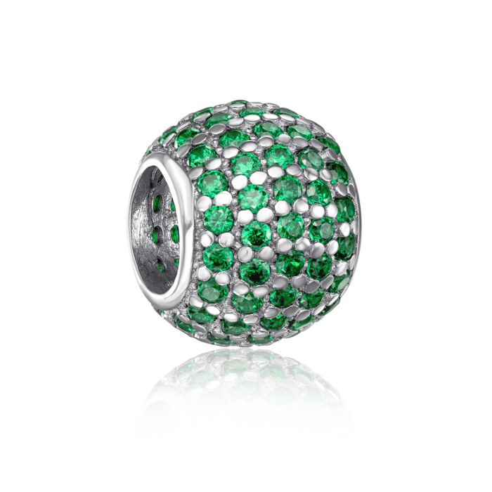 Срібна намистина шарм з фіанітами. Артикул 35150/12/1/1443