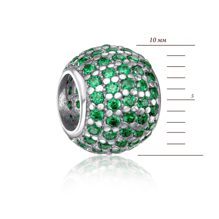 Срібна намистина шарм з фіанітами. Артикул 35150/12/1/1443