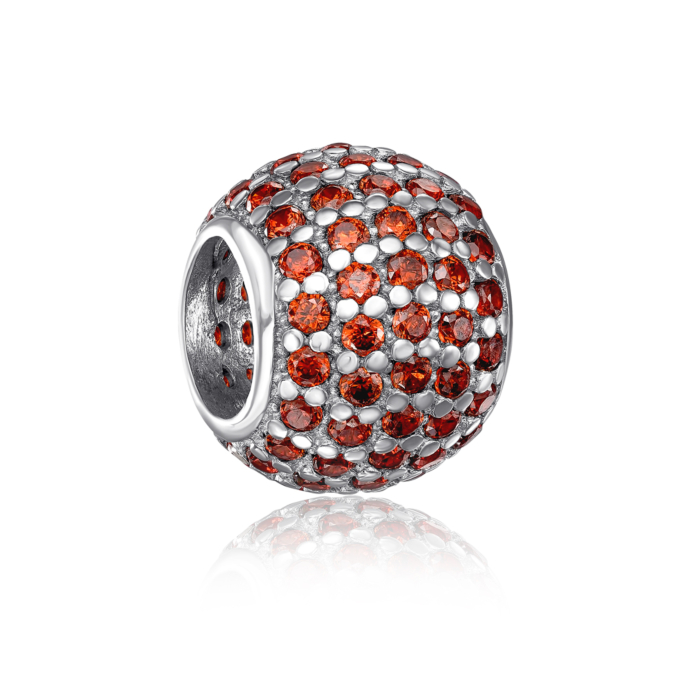 Срібна намистина шармз фіанітами. Артикул 35150/12/1/1444