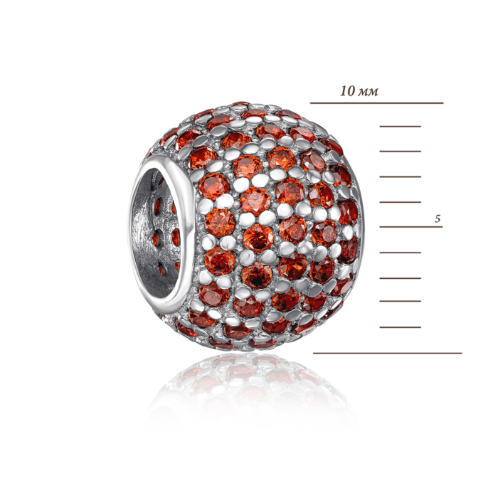 Срібна намистина шармз фіанітами. Артикул 35150/12/1/1444