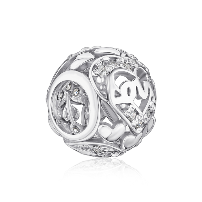 Срібна намистина-шарм з фіанітами 35153/12/1/1