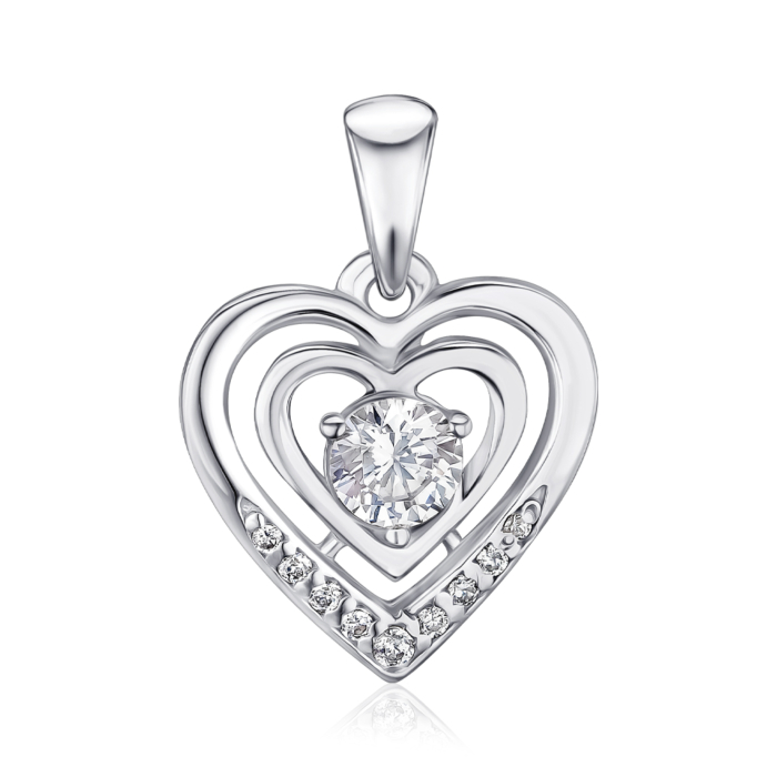 Срібна підвіска з фіанітами. Артикул 35156/12/1/308