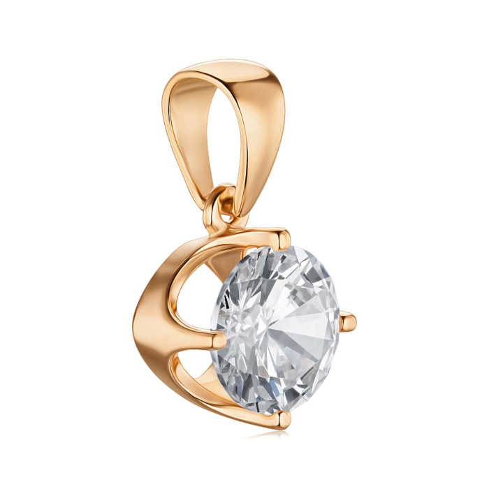 Срібна позолочена підвіска з фіанітом 35157-Пз/17/0/889