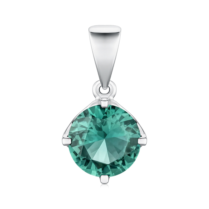 Срібна підвіска з штучним зеленим кварцем 35157/12/1/3072
