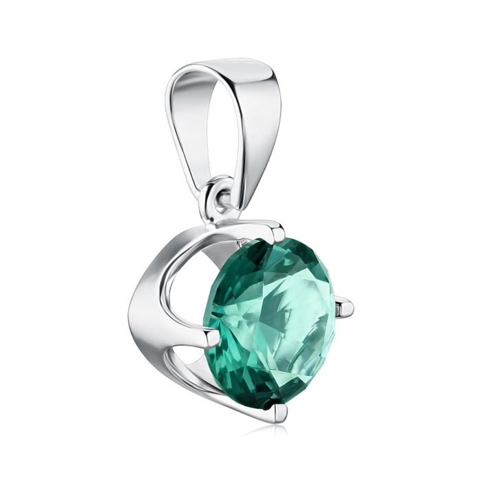 Срібна підвіска з штучним зеленим кварцем 35157/12/1/3072