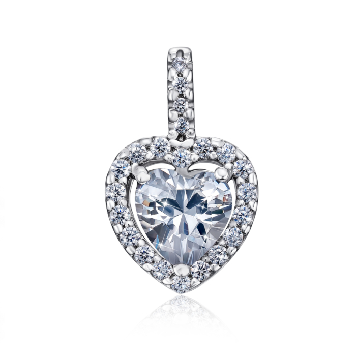 Срібна підвіска «Серце» з фіанітами. Артикул 35159/12/1/1609