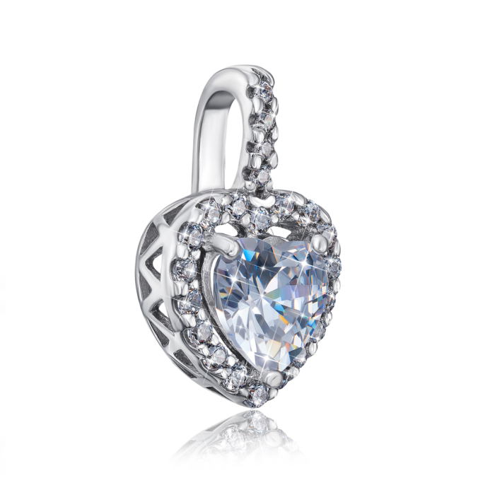 Срібна підвіска «Серце» з фіанітами. Артикул 35159/12/1/1609