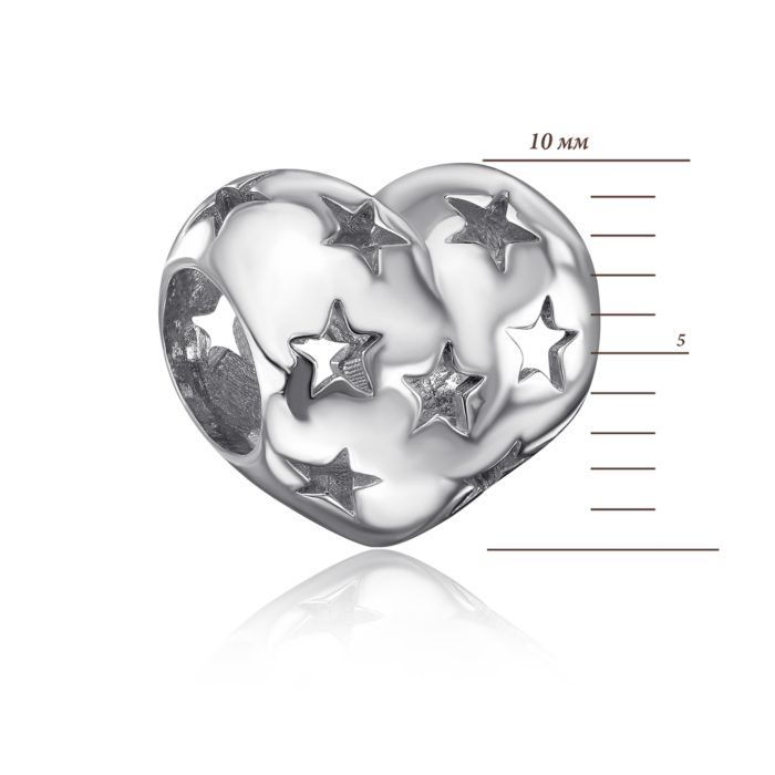 Срібна намистина шарм «Серце» без вставки. Артикул 35167/12/1