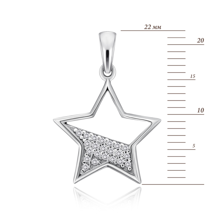 Срібна підвіска з фіанітами. Артикул 35183/12/1/42