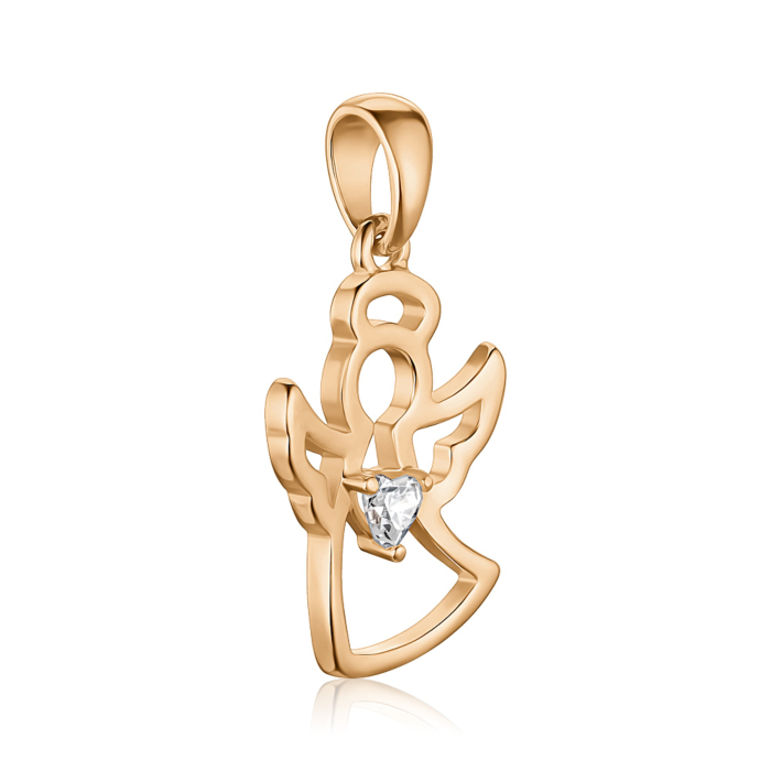 Срібна позолочена підвіска з фіанітом 35185-Пз/17/0/1825