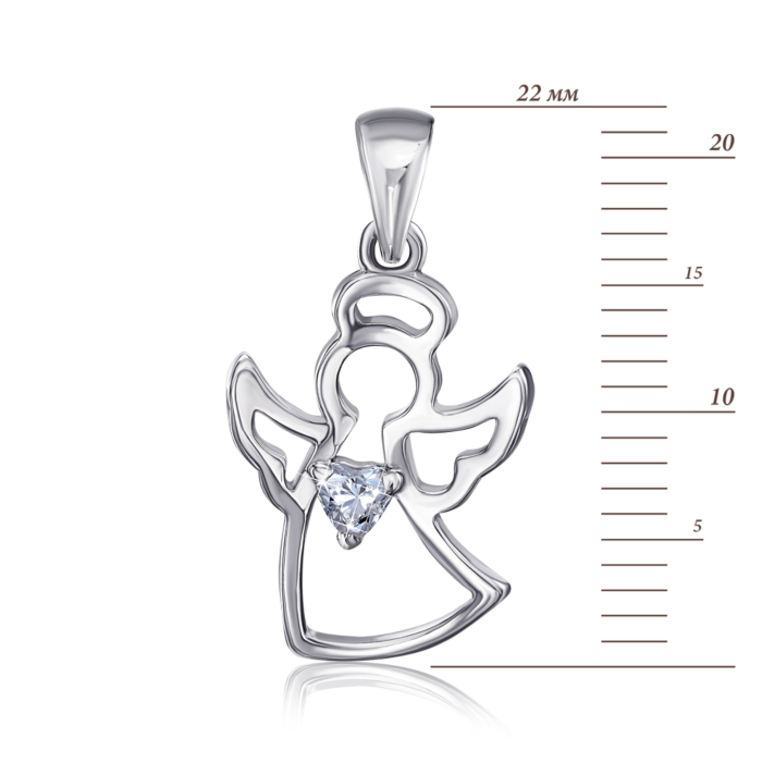 Серебряная подвеска «Ангел» с фианитом S. Артикул 35185/12/1/1825