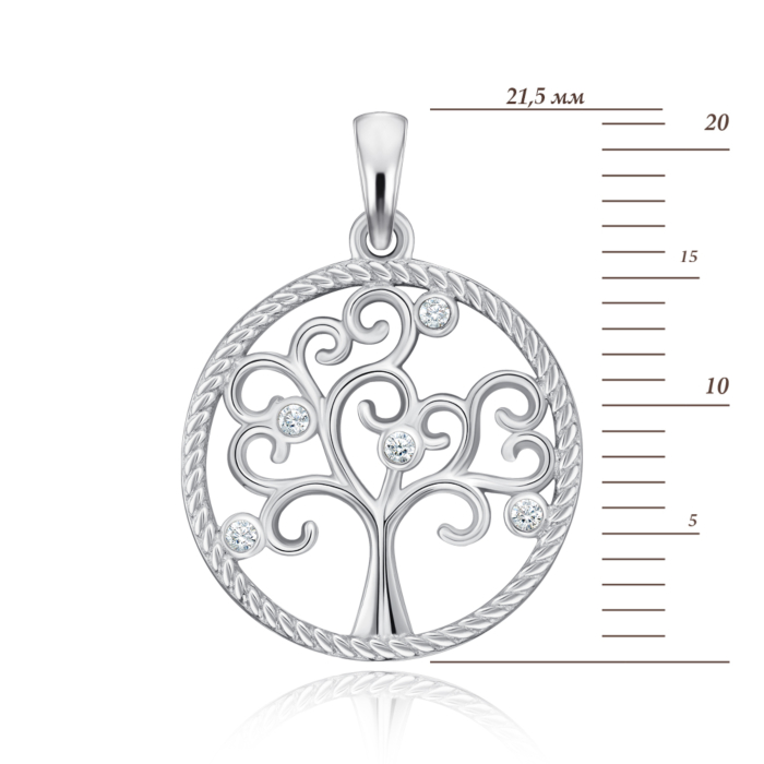 Срібна підвіска з фіанітами. Артикул 35221/12/1/13